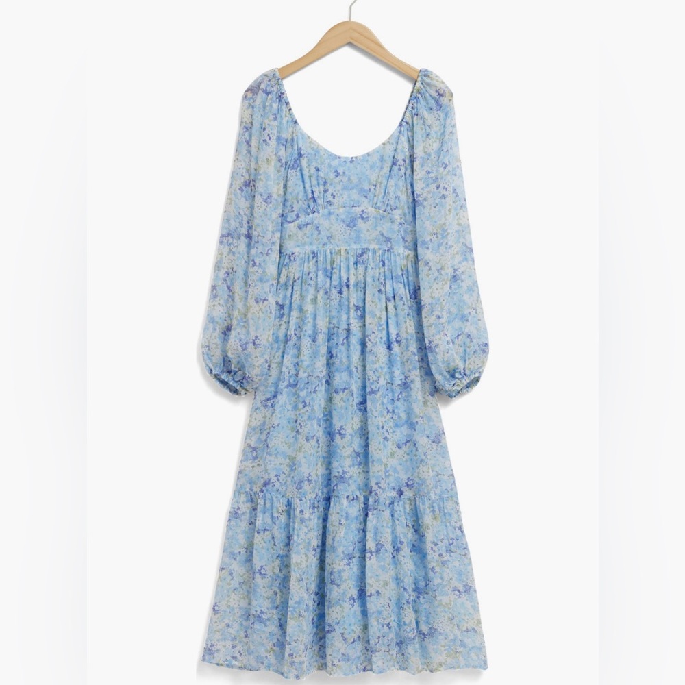 & Other Stories Blue Floral Long Sleeve Dress